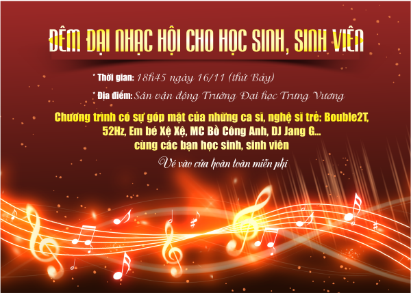 Đêm đại nhạc hội cho học sinh, sinh viên tại Trường Đại học Trưng Vương