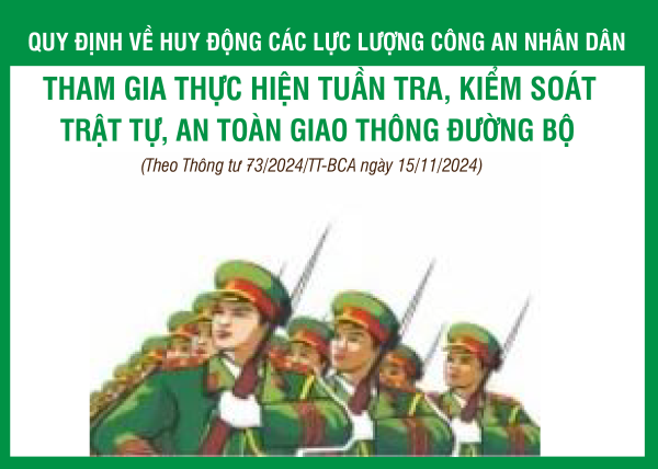 Quy định về huy động các lực lượng công an nhân dân tham gia thực hiện tuần tra, kiêm soát trật tự, an toàn giao thông  đường bộ