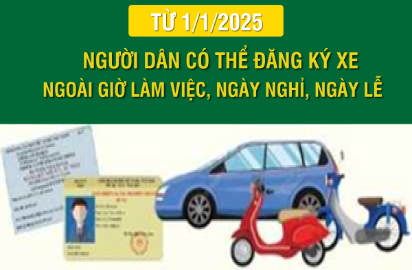 Từ 1/1/2025, người dân có thể đăng ký xe ngoài giờ làm việc, ngày nghỉ, ngày lễ