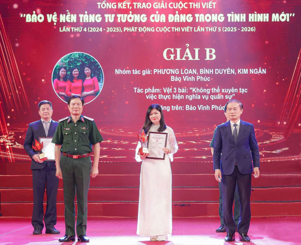 Báo Vĩnh Phúc đạt giải B Cuộc thi viết “Bảo vệ nền tảng tư tưởng của Đảng trong tình hình mới” lần thứ 4