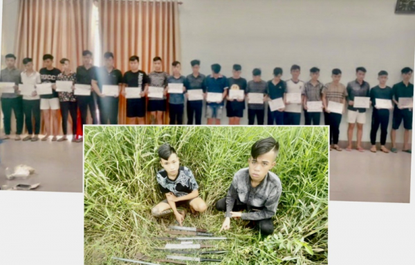 Xách cả bao hung khí đi giải quyết mâu thuẫn, 22 đối tượng bị khởi tố