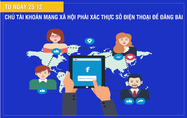 Từ ngày 25/12, chủ tài khoản mạng xã hội phải xác thực số điện thoại để đăng bài