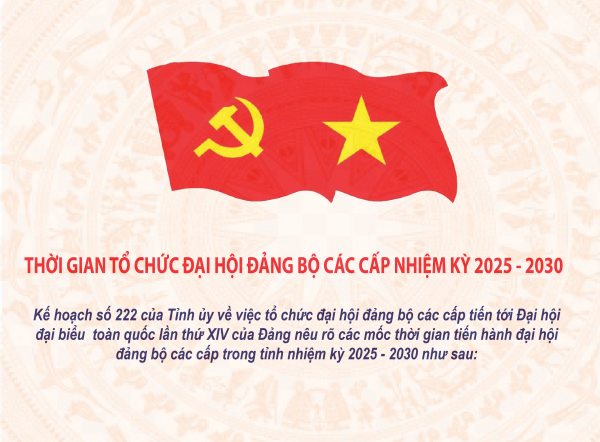 Thời gian tổ chức đại hội Đảng bộ các cấp nhiệm kỳ 2025 - 2030