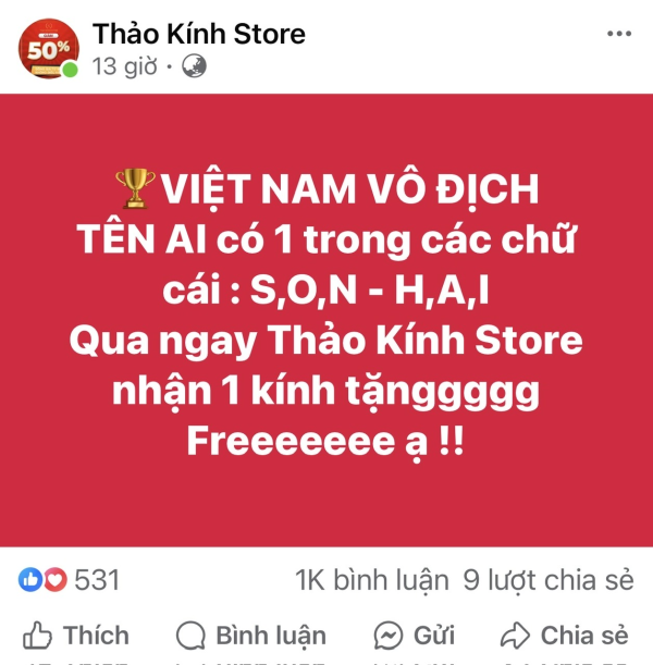 Nhiều chương trình tặng quà miễn phí, giảm giá mừng đội tuyển Việt Nam chiến thắng