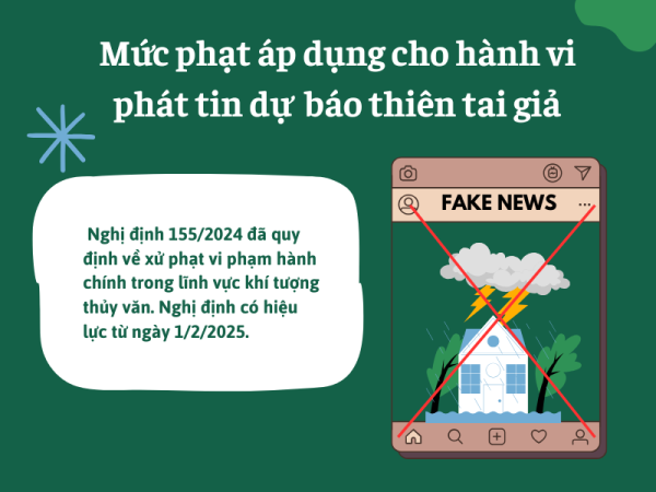 Mức phạt áp dụng cho hành vi phát tin dự báo thiên tai giả