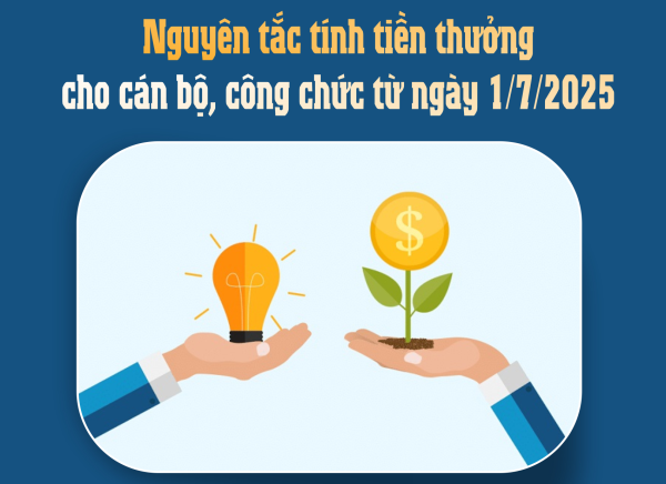 Nguyên tắc tính tiền thưởng cho cán bộ, công chức từ ngày 1/7/2025
