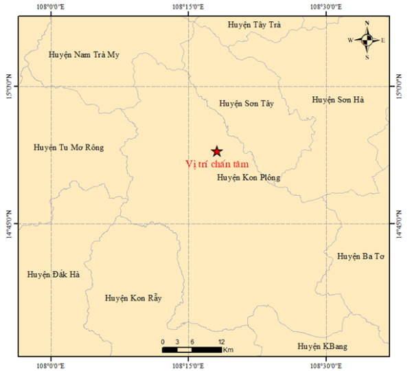 Xảy ra 7 trận động đất trong sáng 22/9 tại huyện Kon Plông, tỉnh Kon Tum